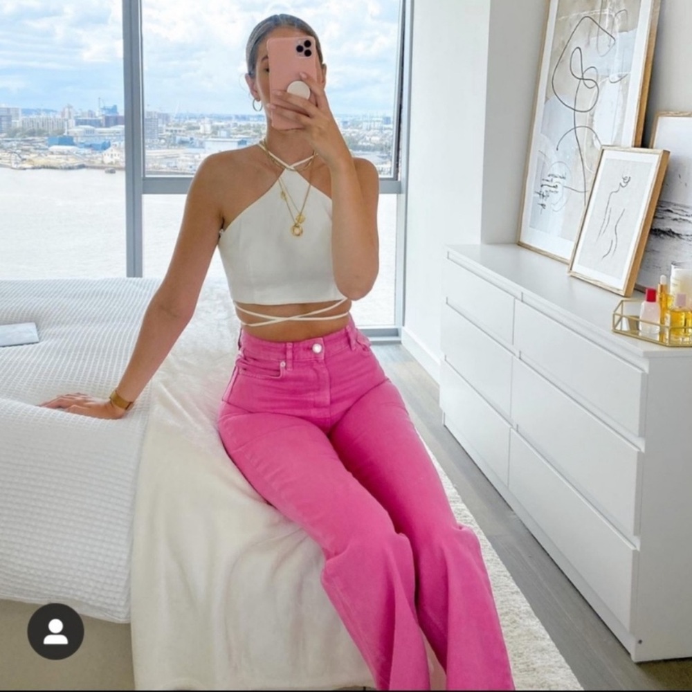 Zara Pink High Rise Full Length Jeans - Picture 5 of 5